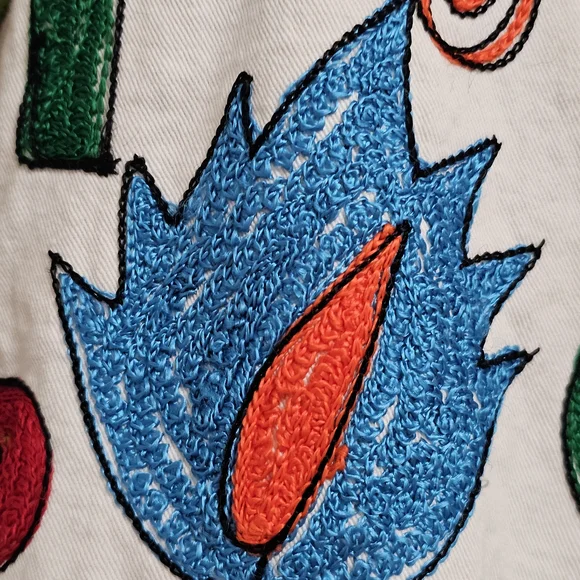 Vintage S Collection DenimJacket Heavily Embroidered Birds Floral FolkArt Medium - Picture 5 of 8